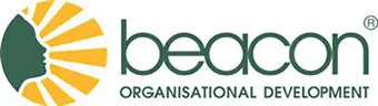 Beacon Organisational Development logo featuring a stylized profile of a face in green and yellow next to the text "beacon" in green letters with the tagline "ORGANISATIONAL DEVELOPMENT" below.